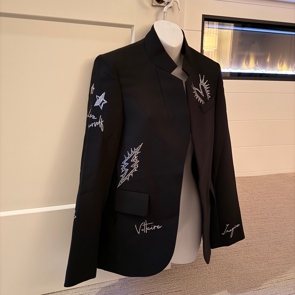 ZADIG & VOLTAIRE Edgy Embellished Black Blazer Sz 36/4 NWT $600!! - Picture 5 of 6